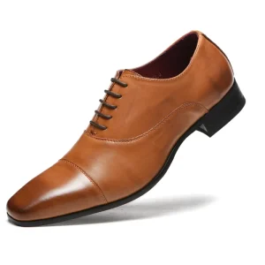 Mens PU Leather Casual Lace Up Heightening Footwear Men Wedding Party Dress Oxford Business Office Shoes
