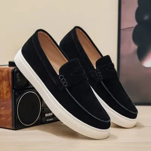 Men’s PU Leather Casual Shoes Plastic Sole Breathable Slip-On Loafers Comfortable Non-slip Office Daily Footwear