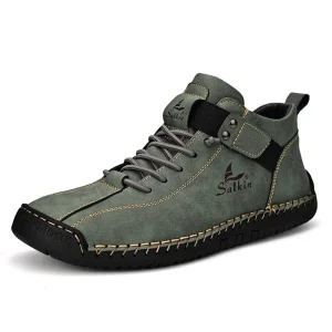 Men’s PU Leather Chelsea Boots Casual Sneakers with Ankle Design Breathable Outdoor Non-Slip Casual Walking Shoes Men