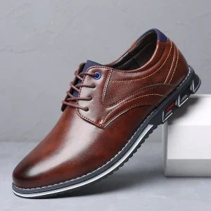 Men’s PU Leather Shoes Business Dress Casual Breathable British and Korean Version Pointed Groom’s Wedding Shoes
