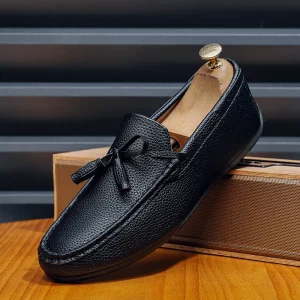 Men’s PU Leather Shoes Waterproof Handmade Sewing Loafers Comfortable Casual Walking Shoes Driving Shoes