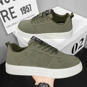 Men’s PU Skateboarding Sneakers Large Size Tide Style Lace up Closed Casual Sneakers Joker Four Fashion for Spring Autumn