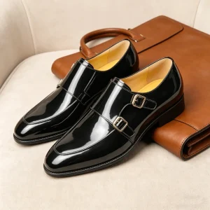 Men’s Patent Leather Oxford Shoes Black High Gloss Formal Dress Shoes for Tuxedo Wedding & Groom & Prom & Gala