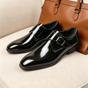 Men’s Patent Leather Oxford Shoes Black High Gloss Formal Dress Shoes for Wedding Office Design OEM/ODM Available