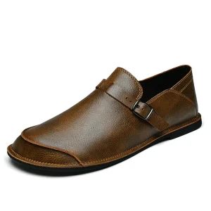 Men’s Penny Loafers Driving Shoes Flats Microfiber Leather Low-Top Wide Head Slip Handmade Casual Business Spring Comfort Soft