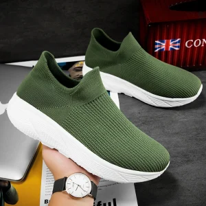 Men’s Platform Comfortable Flexible Anti Slip Fabric Upper EVA Midsole Slip On Walking & Running Shoes