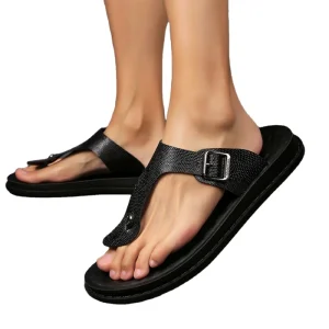 Men’s Platform Leather Rubber Flip Flops Summer Winter Fashion Casual Retro Lightweight