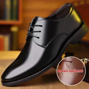 Men’s Plus Size British Dress Shoes Breathable Leather Pointed Toe Casual Business Wedding Suit Business Commuting Dress Shoes