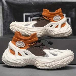 Men’s Quick Pull Tab Sock Shoes Breathable Knit Upper Non-slip Outdoor Sneakers