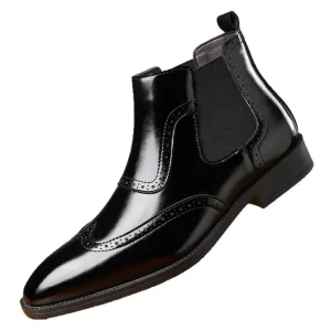 Men’s Retro British Style Ankle Boots Mid-Calf Cross-Border Business Casual Lightweight Breathable Size 39-43 Anti-Slip Feature