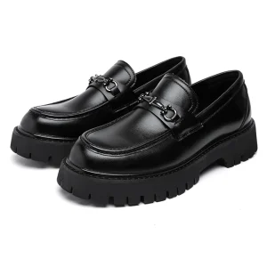 Men’s Retro Dress Shoes PU Leather Casual Loafers Easy Wear Large Sizes High Top Round Toe