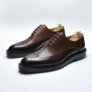 Men’s Retro Knitted Oxford Shoes Business Casual Leather Shoes Top grain Cowhide Men’s Shoes