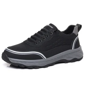 Men’s Retro Leather Platform Sneakers Non Slip Thick Sole Casual Walking Shoes