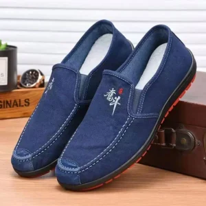 Men’s Retro Loafers Slip-On Custom Canvas Flat Casual Breathable Walking Shoes Evergreen Spring Summer Autumn Winter