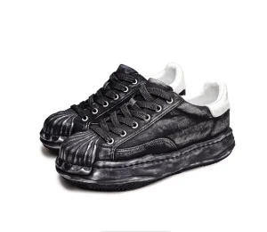 Men’s Retro Low Cut Sneakers with Thick Sole Custom Logo Splicing Comfortable Walking and Skateboarding Shoes Made to Order