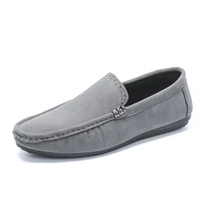Men’s Retro Trendy Suede Loafers One Foot Stirrup Lazy Shoes for Spring Autumn Outdoor Casual Leather Driving Shoes PU Insole