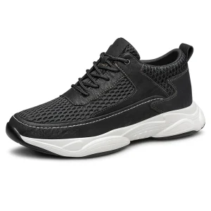 Men’s Road Running Shoes Heightened Thick Soles Rubber Outsole Stretch Fabric Upper Sneakers Jogging Shoes Running Shoes