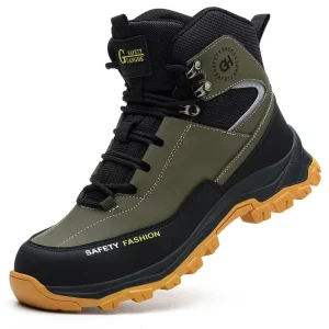 Mens Safety Shoes Steel Toe Boots Black Work Shoes Waterproof Work Safety Boots Construction High Top Protective Boots