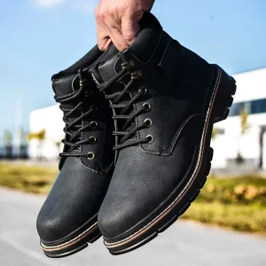 Men’s Safety Shoes with Anti Smashing and Anti Piercing Steel Toe Lightweight Wear-resistant Breathable and Safe Work Shoes