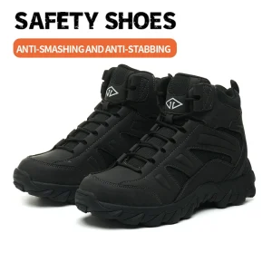 Men’s Safety Work Shoes Steel Toe Microfiber Upper Rubber Sole Comfortable Breathable Durable Protective Shoes