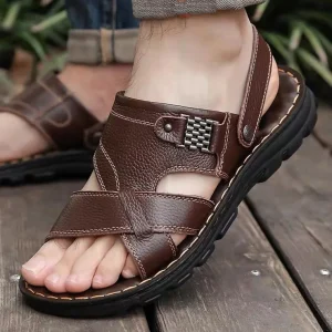 Men’s Sandals Leather Open Toe Beach Sandal Outdoor Summer Sport Sandals Shoes for Men