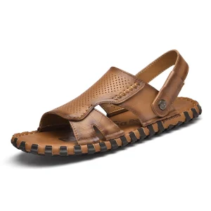 Men’s Sandals Slides Slippers Slide Sliders Outdoor Walking Hiking Beach Shoes Sport Cow Genuine Leather Slip on Open toe
