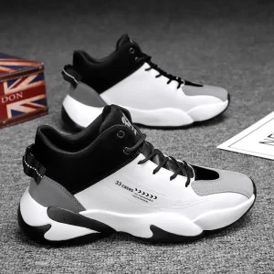 Men’s Shoes Autumn New Fashion Trendy Sports Casual High-top Head Lace-up Leather Soft Sole Comfortable High-end Dad
