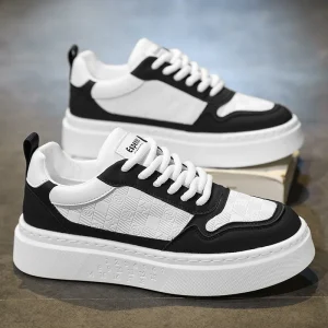 Men’s Shoes Autumn Sporty Walking Shoes PU Casual Sports Sneakers Durable Height Increasing White