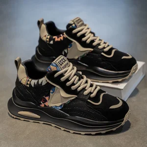 Mens Shoes Casual Versatile Comfortable Trendy Anti Slip Wear Resistant Sports Thick Soled Blocked Running Walking Style Shoes
