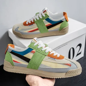 Men’s Shoes Fashion Color Block Casual Sneakers Breathable Lightweight Comfortable Soft Sole All Match Youth Sports Shoes