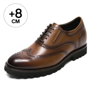 Men’s Shoes Formal Elevator Derby Shoes Leather Dress Shoes Height Increasing 8CM