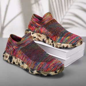 Men’s Shoes Large Size Sports Camouflage Knitted Mesh Soft Comfortable Breathable Casual Slip On EVA Midsole Autumn/Winter All