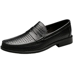 Men’s Shoes New Summer Breathable Hollow-out Pointed Toe Rubber Outsole Slip-on Loafers Business Casual Shoes
