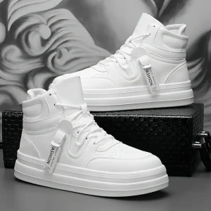 Men’s Shoes Sneakers High Top Sneakers White Thick Sole Height Increasing Casual Board Shoes Men’s Casual Sneakers