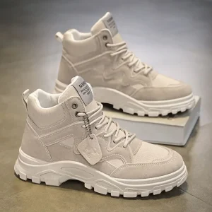 Mens Shoes Spring Non slip Boots High Top Breathable Trend Versatile Thick Sole Waterproof Casual Hiking Outdoor Work Boots