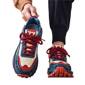 Men’s Shoes Spring Summer Autumn Lace Up Walking Running Sneakers Breathable Chunky Geometric Pattern