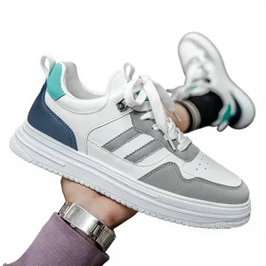 Men’s Shoes Summer Breathable Mesh White Artificial PU Upper Soft Sole Lightweight Casual Sports Shoes Shock Absorption