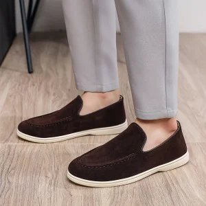 Men’s Shoes Summer Flat Slip-On Lightweight Fashion Casual Single Large Size Business Artificial PU Head PVC