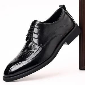 Men’s Shoes Summer High quality Durable Pointed Toe British Style Lace up for Pattern Business Formal Shoes