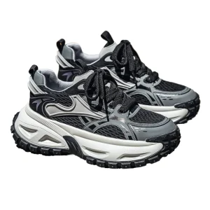 Men’s Shoes Summer New Korean Style Outdoor Mesh Breathable Height Increasing Casual Running Low-Top Dad Sneakers
