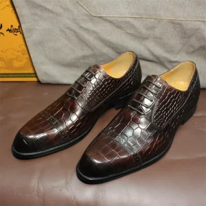 Men’s Shoes Youth Office Genuine Leather Shoes British Business Dress Oxford Shoes Single Shoes Lace-up Casual Shoes