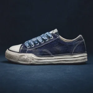 Men’s Skate Shoes Distressed Denim Sneakers Platform Skate Shoes Vintage Streetwear Canvas Sneakers Summer Trending