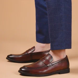 Men’s Slip-On Casual Leather Loafers Shoes Genuine Leather Comfortable Dress Shoes