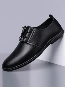 Men’s Slip On Leather Business Shoes Lightweight Casual Dress Loafers Black Brown