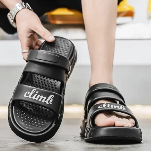 Men’s Slip On Solid Sandals Lightweight Breathable Outdoor Beach Shoes Summer One to One Dual Use Versatile