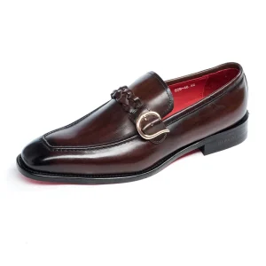 Men’s Slip-on Button Loafers Handmade Genuine Leather Formal Business Shoes