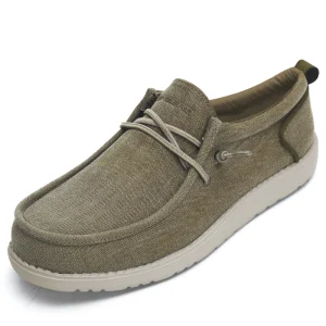 Men’s Slip-on Loafers Canvas Logo Branding Breathable Cotton Lining Toe Style EVA Insole Lightweight Fashion Trend