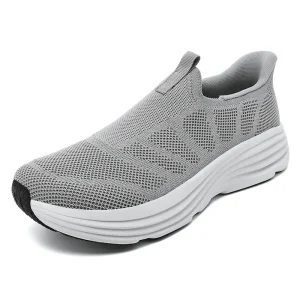 Men’s Slip on Sock like Knit Upper Walking Shoes Breathable Lightweight Non slip Thick Sole Casual Sneakers