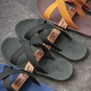 Men’s Slippers Slides Slippers Natural Rubber Flip Flops Cross Band Outdoor Beach Summer Sandals Travel Trend