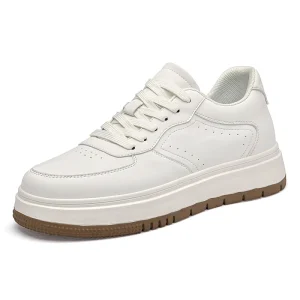 Men’s Sneakers Breathable Soft Soled Leather Lace Up Closure Height Increasing Sport Shoes Zapatillas Hombre Casuales
